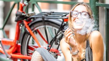 Woman smoking in Amsterdam city